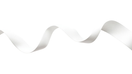 A blank white ribbon scroll, elegantly curled at the edges, isolated on a clean white background.