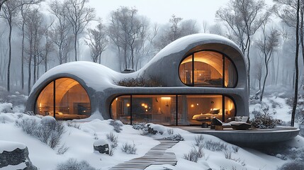 Family home covered by a glowing protective dome concept