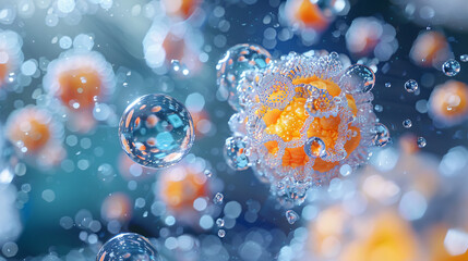 A 3D illustration of medical hydrogel technology being used for targeted drug delivery within human tissues, highlighting its regenerative properties.