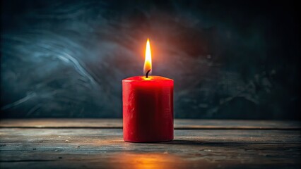 Long Exposure Red Candle Dark Background AI Photo,  Blurred Flame, Atmospheric Photography