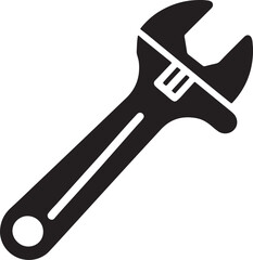 Adjustable Wrench silhouette, black and white silhouette, vector and illustration