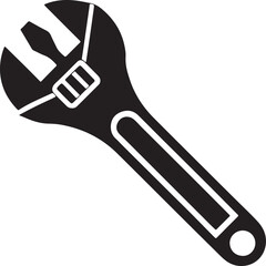 Adjustable Wrench silhouette, black and white silhouette, vector and illustration