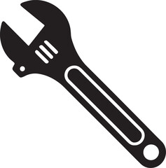 Adjustable Wrench silhouette, black and white silhouette, vector and illustration