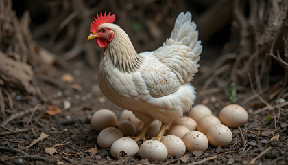 hen on the eggs