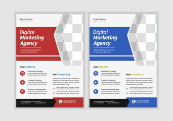 Corporate business flyer template design. rad and blac color. marketing, business proposal, promotion, advertise, publication, cover page. new digital marketing flyer.Corportae Digital Marketing Moder