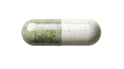 green pills on white background