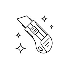 Utility Outline Cutter Icons, Retractable Blade & Ergonomic Grip for Industrial Tools UI