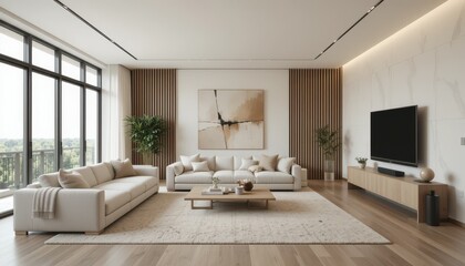 Modern Minimalist Living Room With Natural Light and Elegant Decor