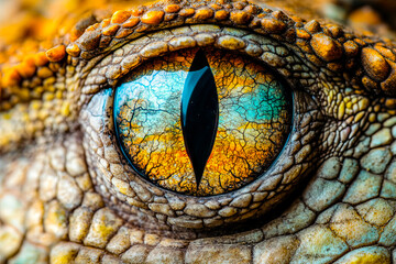 Naklejka premium Extreme Close-Up of a Reptile Eye