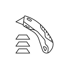 Box Outline Cutter Icons, Sharp Blade & Plastic Handle for Packaging/Logistics Design