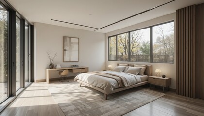 Modern Minimalist Bedroom Design with Natural Light and Simple Decor