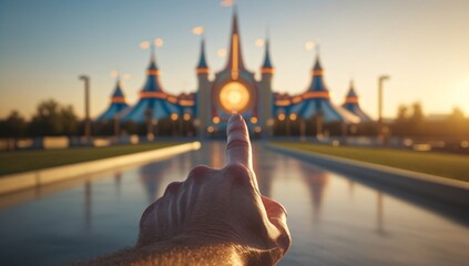 finger, pointing, pointing at the attraction, pointing at the amusement park, hand, pointing at the sun, pointing forward, realistic, pointing, pointing at, index finger, pointing of the hand, hand po
