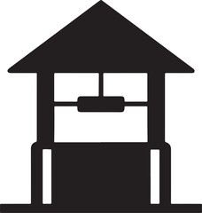 Water Well silhouette, black and white silhouette, vector and illustration