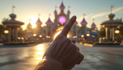finger, pointing, pointing at the attraction, pointing at the amusement park, hand, pointing at the sun, pointing forward, realistic, pointing, pointing at, index finger, pointing of the hand, hand po