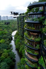 Eco-City with Vertical Gardens