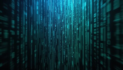 Visual Representation of Digital Data Flow in Teal Abstract Design