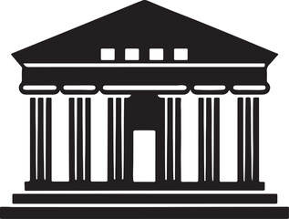 theater building with columns silhouette, black and white silhouette, vector and illustration