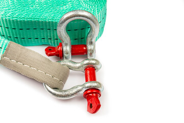 Car towing stop with metal shackles included. Car recovery kit with bow-shaped bracket and towing...