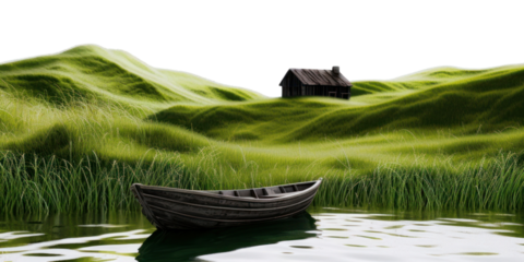 PNG Serene landscape with boat