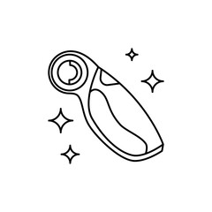 Rotary Outline Cutter Icons, Rotating Blade & Ergonomic Design for Textile/Craft Apps