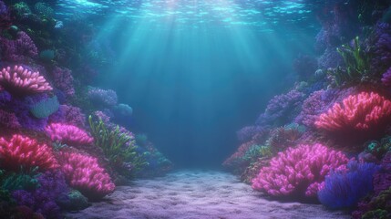 Obraz premium Vibrant underwater scene showcasing colorful coral formations an