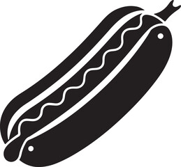 hot dog silhouette, black and white silhouette, vector and illustration