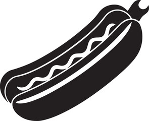 hot dog silhouette, black and white silhouette, vector and illustration