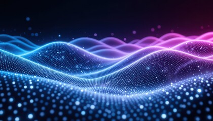 Abstract Waves of Light Flowing in Blue and Pink Vibrant Colors
