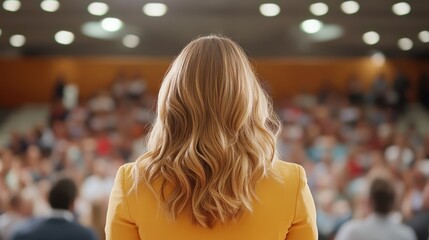 Inspiring speaker captivates audience at corporate business conference