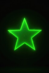 Fototapeta premium Single green star shining brightly on a black background with subtle texture, texture, glowing, neon