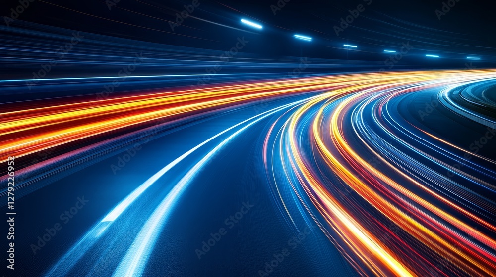 Poster digital representation of a wolf in a futuristic setting with glowing lines creating a sense of moti