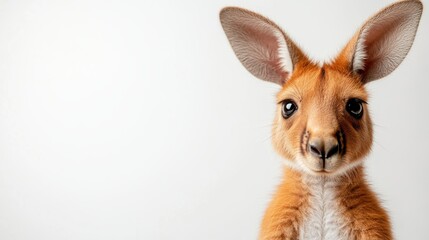 Kangaroo stands gracefully against a pristine white background
