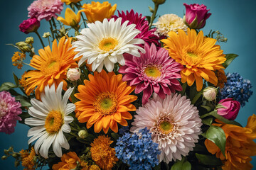 bouquet of flowers, vibrant and cheerful design