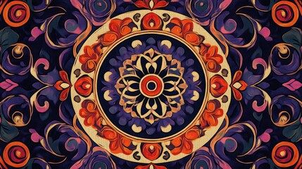 Fototapeta premium Intricate Colorful Mandala Design Featuring Floral Patterns