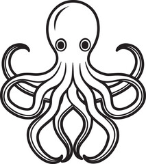 octopus line art, black outline, vector and illustration, line art and outline