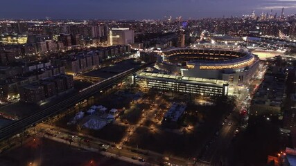 Aerial view of Yankee Stadium at night