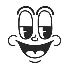 Cute retro cartoon character face drawing element