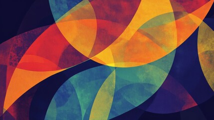 Abstract Colorful Overlapping Shapes: A Vivid Digital Artwork