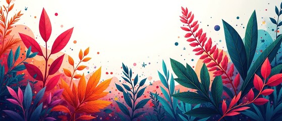 Cubist Plant Texture Art - Bold Colors & Depth