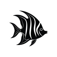 Flame Angelfish Silhouette Vector Art and Black Color Flame Angelfish Design