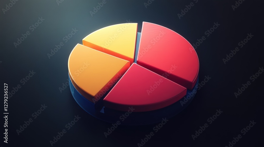 Poster colorful pie chart in a dark setting, illustrating data representation and analysis concepts