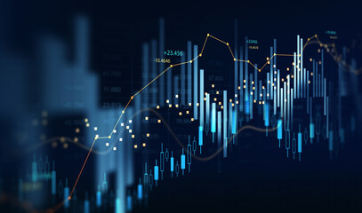 Business analytics  uptrend line graphs and financial chart investment.Stock market investment trading graph.Financial investment graphs.
