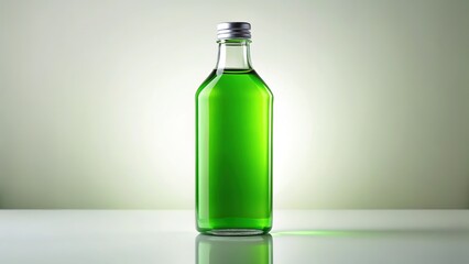 Emerald green bottle, simple lines, studio shot, clean.