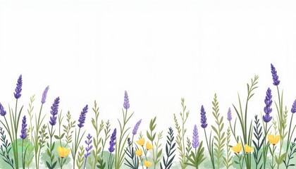 Realistic lavender border illustration in delicate simplicity, herbal tranquility