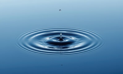 Water droplet creating ripples in calm water