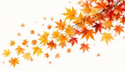 Colorful Autumn Leaves Falling on a Soft White Background