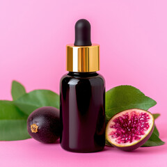 Passionfruit extract in a black dropper bottle with gold accents, highlighting tropical skincare, wellness, and botanical luxury.