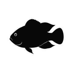 Flowerhorn Silhouette Vector Art and Black Color Design for Flowerhorn Fish