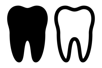 Tooth Icon Silhouette and Color Vector Illustration for Dental and Healthcare Design