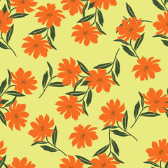 Small flowers pattern with watercolor look. Plant background for fashion, tapestries, prints. Modern floral design perfect for fashion and decoration